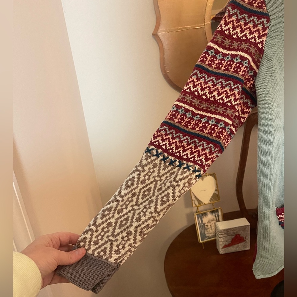 VTG Multicolor Patchwork Cowlneck Tunic Sweater C… - image 6